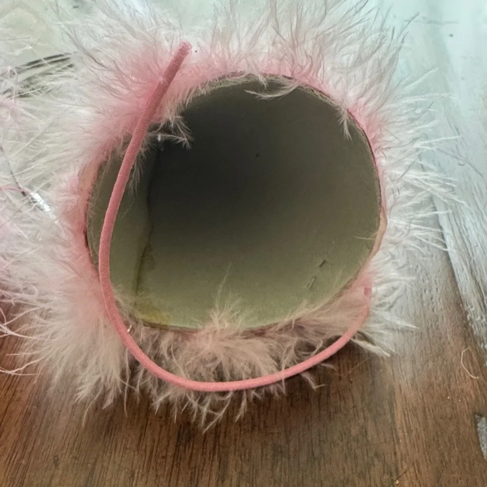 Pink Star Party Hats with Feathers for a Dog Party or Halloween
